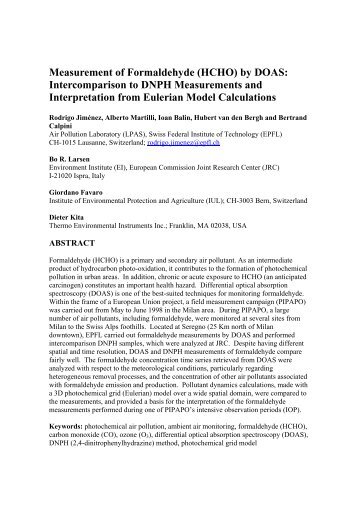 Measurement of Formaldehyde (HCHO) by DOAS ... - LPAS - EPFL