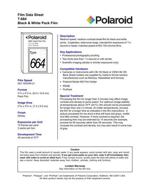 T-664 (Polapan Pro 100) Film Data Sheet - Stephen Grote