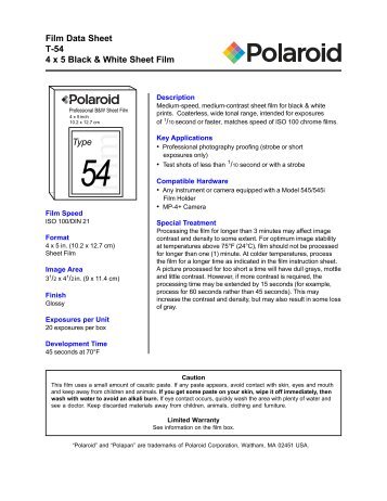 T-54 (Polapan Pro 100) Film Data Sheet - Stephen Grote