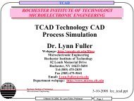 TCAD Technology CAD Process Simulation Dr. Lynn Fuller - People ...