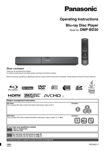 Panasonic DMP-BD30 Blu-Ray.pdf - UT Austin Wikis