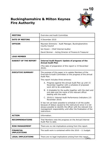 Internal Audit Report: Update of progress of the Annual Audit Plan