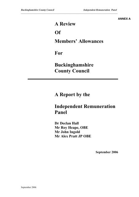 Allowances for Buckinghamshire County Council