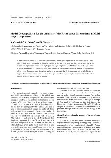 Modal Decomposition for the Analysis of the Rotor-stator ... - Springer