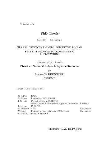 Sparse preconditioners for dense linear systems from ... - cerfacs