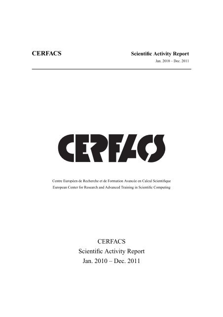 CERFACS CERFACS Scientific Activity Report Jan. 2010 â€“ Dec. 2011