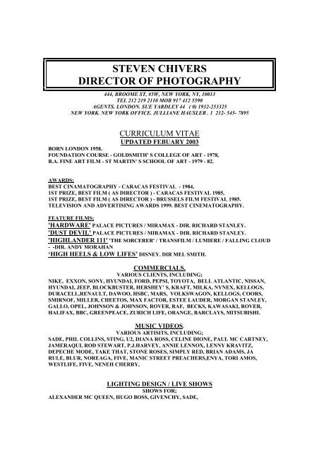 Steven Chivers Director Of Photography Watchreels