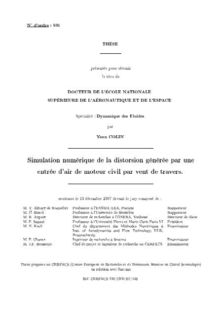 N Â¡Â¢Â¤Â¦Â¡Â¦ TH"SE prÃ©sentÃ©e pour obtenir le titre de DOCTEUR ... - cerfacs