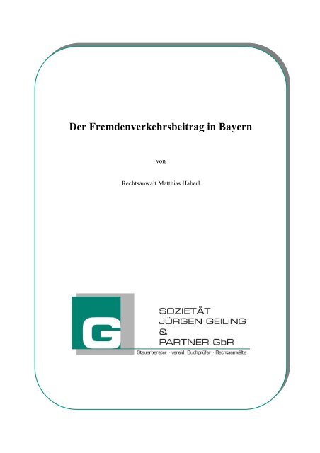 Der Fremdenverkehrsbeitrag in Bayern - Freie Wähler Furth im Wald
