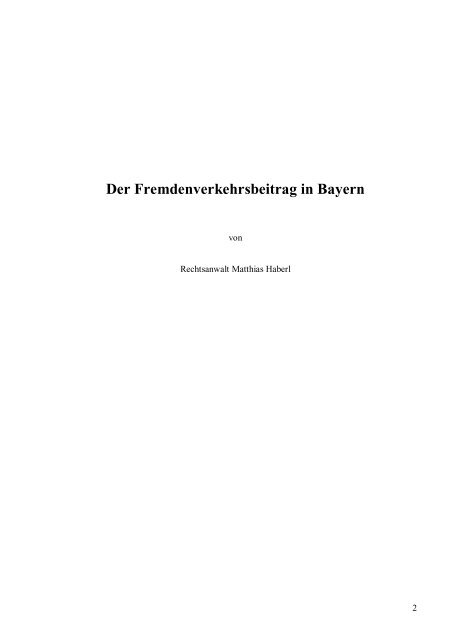 Der Fremdenverkehrsbeitrag in Bayern - Freie Wähler Furth im Wald