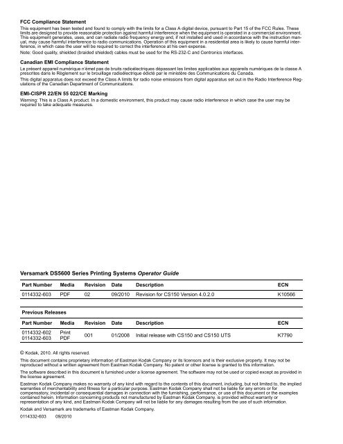 Versamark DS5600 Series - Kodak