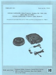 Parts List Kodak Carousel 760, 760H, 850, 850H, 860 ... - Micro-Tools