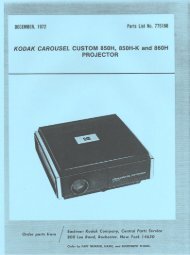 Parts List Kodak Carousel Custom 850H, 850H-K, 860H - Micro-Tools