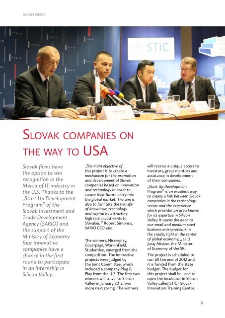 Slovak companies on the way to USA - Sario
