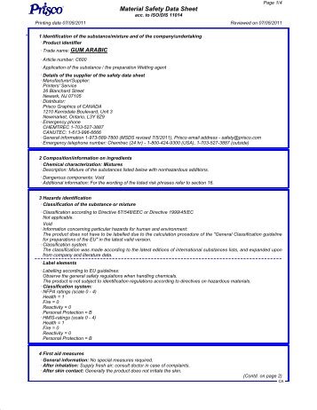 Material Safety Data Sheet - Spicers Canada