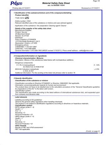 Material Safety Data Sheet - Spicers Canada