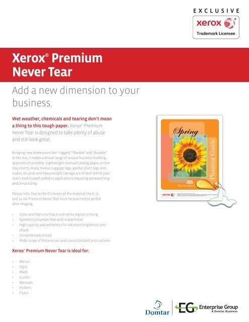 Xerox Premium Never Tear Paper - A4 Neon Yellow 10 Sheets - Rip-Proof & Waterproof For Outdoor Use