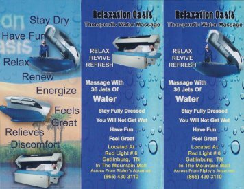 Relaxation Oasis Brochure Gatlinburg (865) 430-3110 - The Great ...