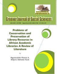 Problems of Conservation and Preservation of ... - Greener Journals