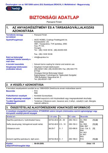 BIZTONSÁGI ADATLAP - Flygt