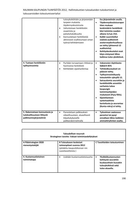 RAUMAN KAUPUNGIN TILINPÃÃTÃS 2012