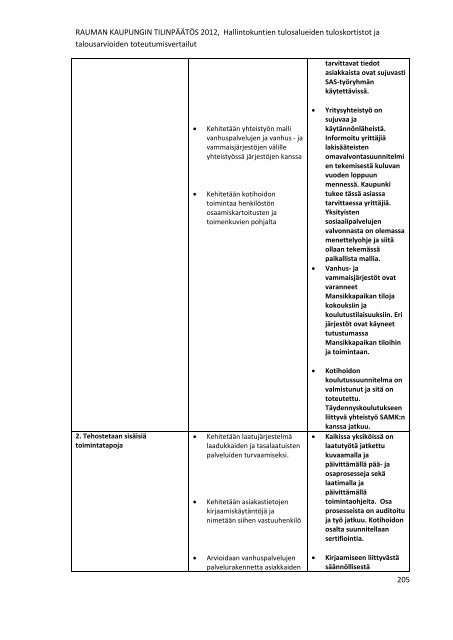 RAUMAN KAUPUNGIN TILINPÃÃTÃS 2012