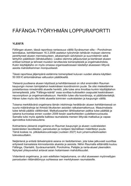 Loppuraportti - Rauman kaupunki