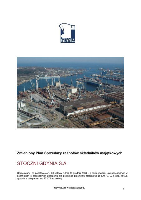 Plan Sprzedaży - Stocznia Gdynia SA - Gdynia