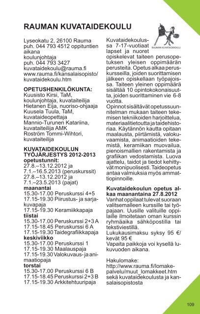 Lukuvuoden 2012-2013 opinto-ohjelma - Rauman kaupunki