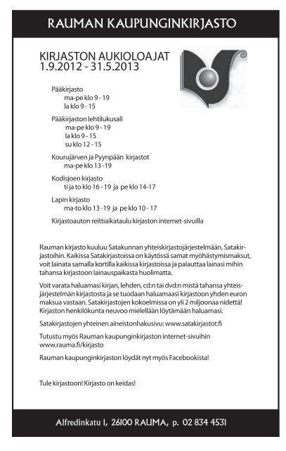 Lukuvuoden 2012-2013 opinto-ohjelma - Rauman kaupunki