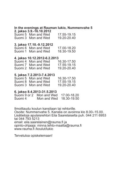 Lukuvuoden 2012-2013 opinto-ohjelma - Rauman kaupunki