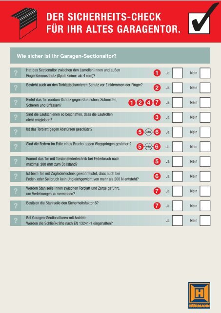 DER SICHERHEITS-CHECK FÜR IHR ALTES GARAGENTOR.