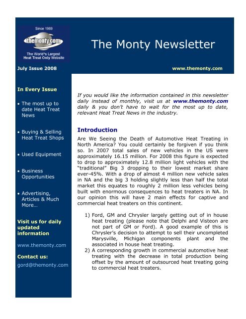 July - The Monty Heat Treat News