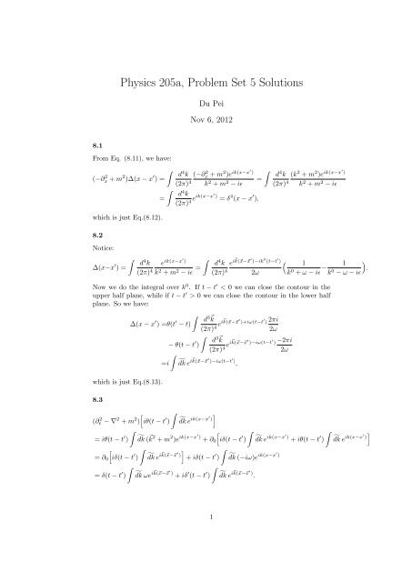 Physics 205a, Problem Set 5 Solutions
