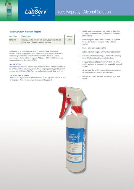 70% Isopropyl Alcohol Solution - Thermo Fisher