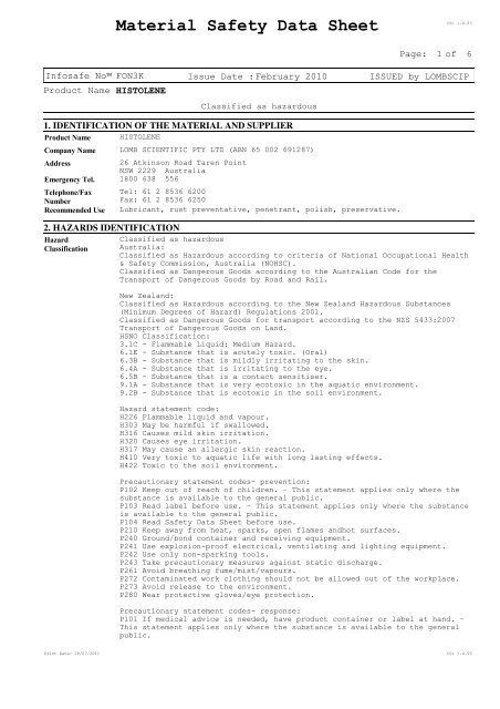 View MSDS - Thermo Fisher