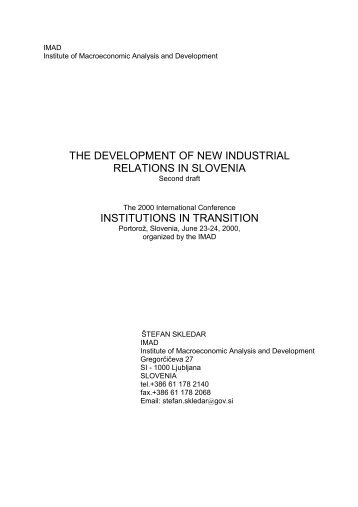 The Development of New Industrial Relations in Slovenia - UMAR