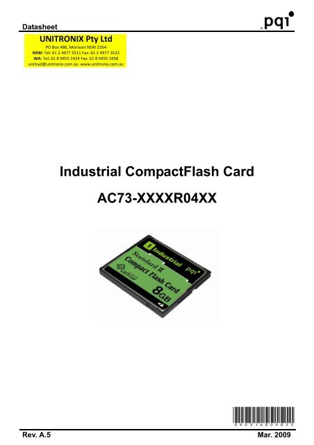PQI StandardII ICF Card 128MB~8GB WideTemp - Unitronix