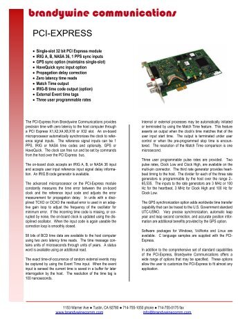 PCI-Express SyncClock datasheet - Time & Frequency Solutions