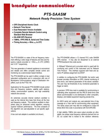 Brandywine PTS-SAASM - Time & Frequency Solutions