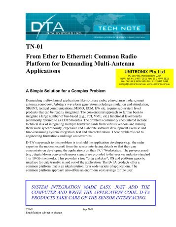 D-TA Radio Platform for Multi-Antenna Applications - Unitronix