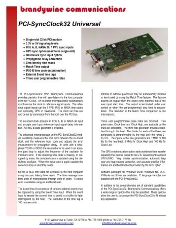 PCI-SyncClock32 Universal - Time & Frequency Solutions