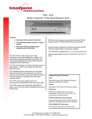 TDU -310 Multi Channel Time Distribution Unit - Unitronix