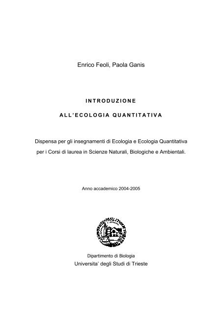 Enrico Feoli, Paola Ganis - UniversitÃ  degli Studi di Trieste