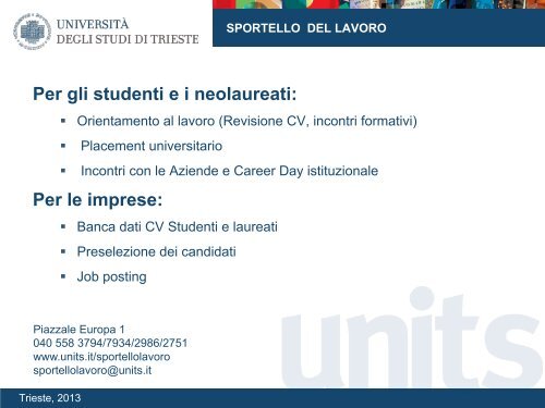 Presentazione Ateneo - UniversitÃ  degli Studi di Trieste