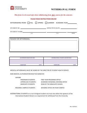 Withdrawal form