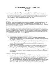 Summary Report of First-Year Experience ... - Miami University