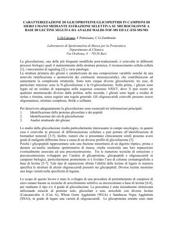 caratterizzazione di glicoproteine/glicopeptidi in campioni di siero ...