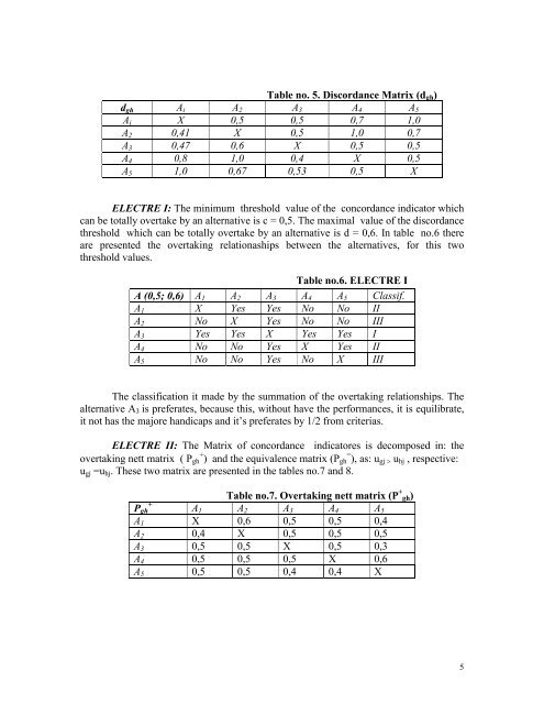 some particular aspects concerning electre method applications