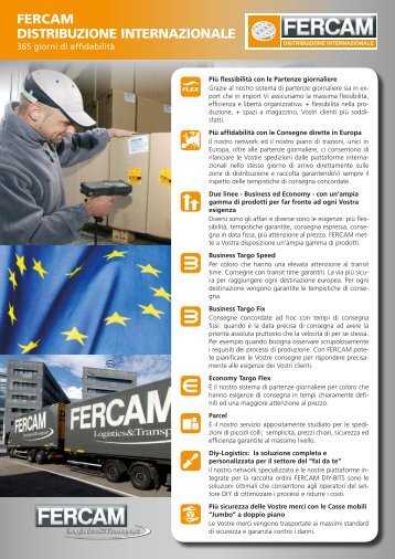 Vantaggi Distribuzione Internazionale - Fercam Logistics